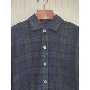 Vintage Limited Sport Naturals Shirt Jacket Mens Large Green Navy Plaid Wool 90s